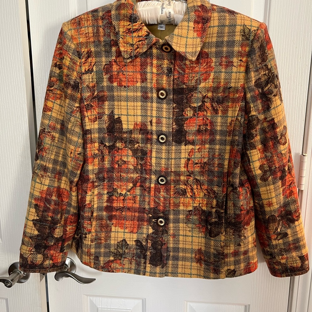 St John Plaid Print Jacket ,Size Large